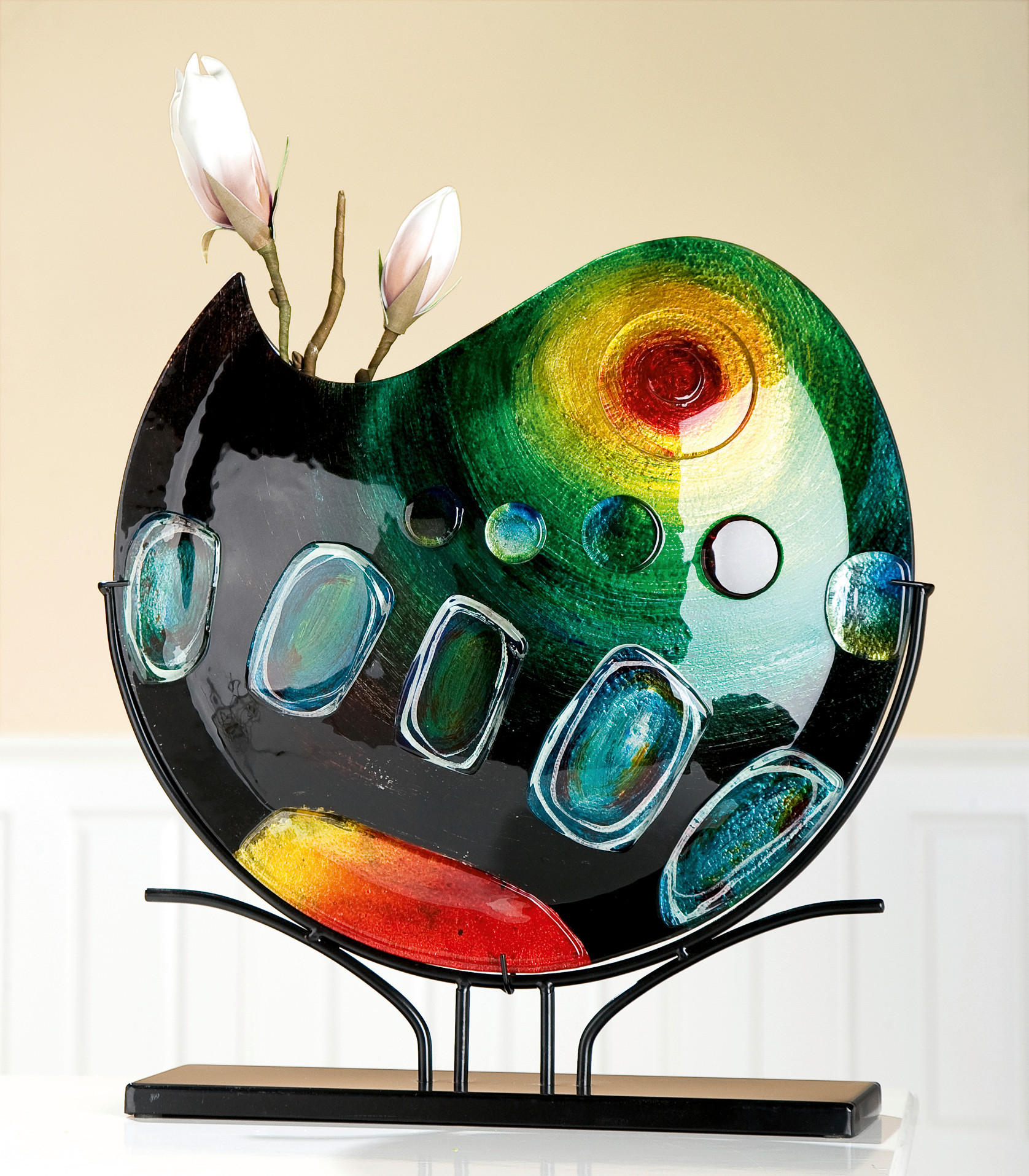 BODENVASE Sunrise  - Multicolor, Basics, Glas/Metall (47/51/10cm)