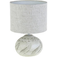 STOLNÁ LAMPA, E14, 16,5/26,5 cm  - biela/béžová, Natur, textil/plast (16,5/26,5cm) - Marama