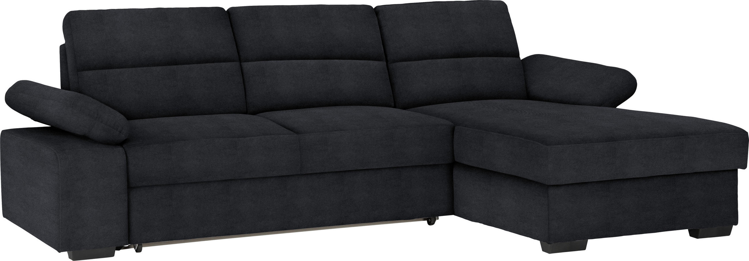ECKSOFA Anthrazit Flachgewebe  - Dunkelbraun/Anthrazit, KONVENTIONELL, Kunststoff/Textil (258/166cm) - Cantus