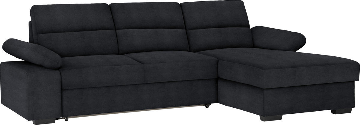 ECKSOFA Anthrazit Flachgewebe  - Dunkelbraun/Anthrazit, KONVENTIONELL, Kunststoff/Textil (258/166cm) - Cantus
