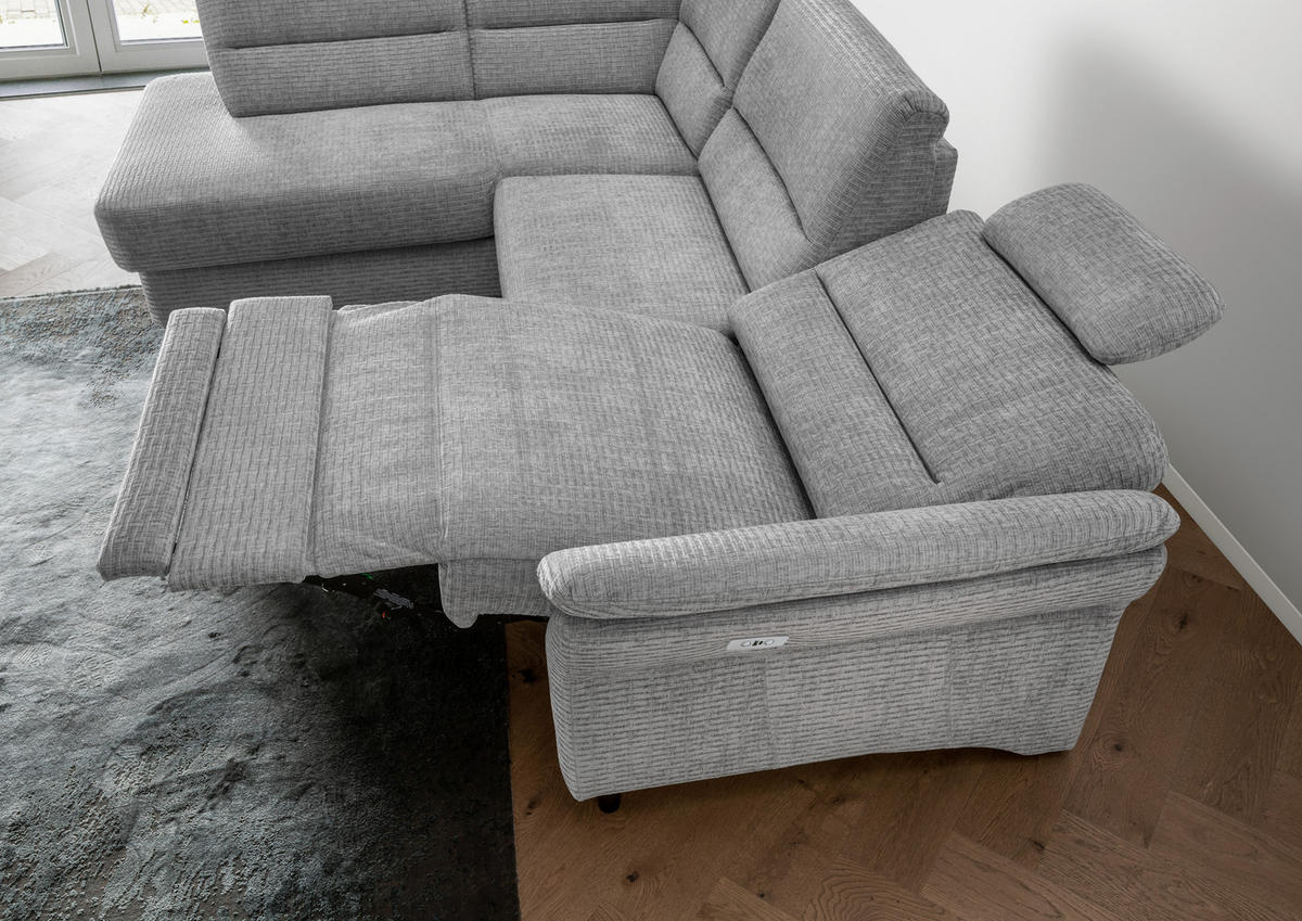 ECKSOFA in Mikrofaser Grau  - Weiss/Schwarz, Modern, Holz/Textil (190/266cm) - Livetastic