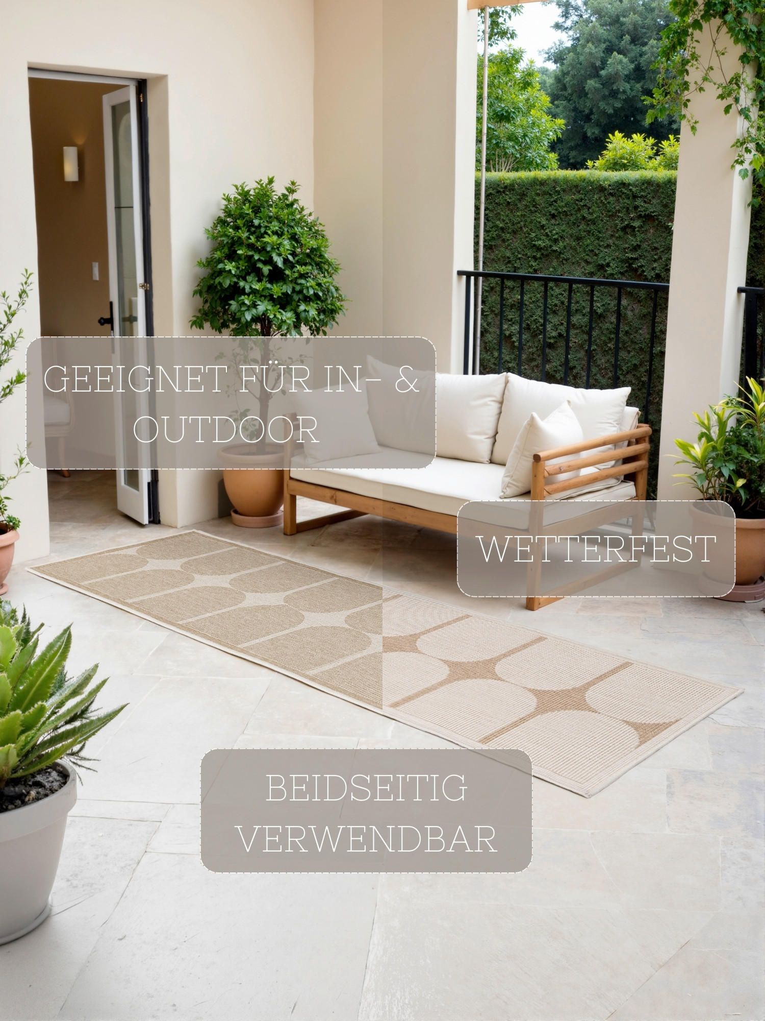 LÄUFER 80/250 cm Duet  - Sandfarben/Weiß, Design, Kunststoff (80/250cm)