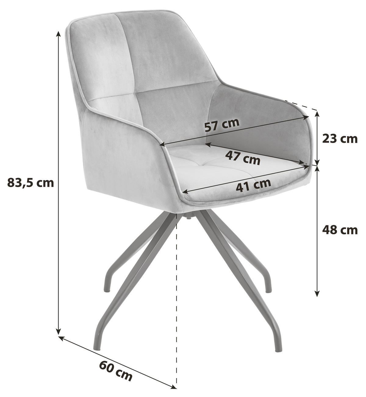 KAROSSZÉK szürke, fekete  - fekete/szürke, Modern, textil/fa (57/83,5/60cm) - Livetastic