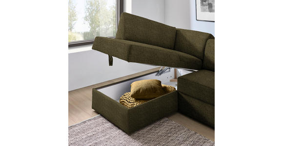 ECKSOFA in Webstoff Olivgrün  - Schwarz/Olivgrün, KONVENTIONELL, Kunststoff/Textil (165/224cm) - Xora