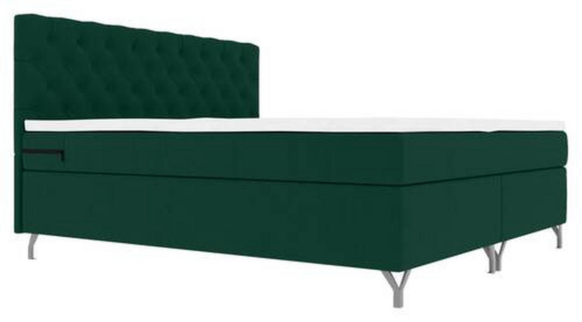BOXSPRINGBETT 140/200 cm  in Dunkelgrün  - Chromfarben/Dunkelgrün, Konventionell, Textil/Metall (140/200cm) - Carryhome