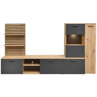 WOHNWAND  in Anthrazit, Eiche Artisan  250/135/38 cm  - Anthrazit/Schwarz, Design, Glas/Holzwerkstoff (250/135/38cm) - MID.YOU