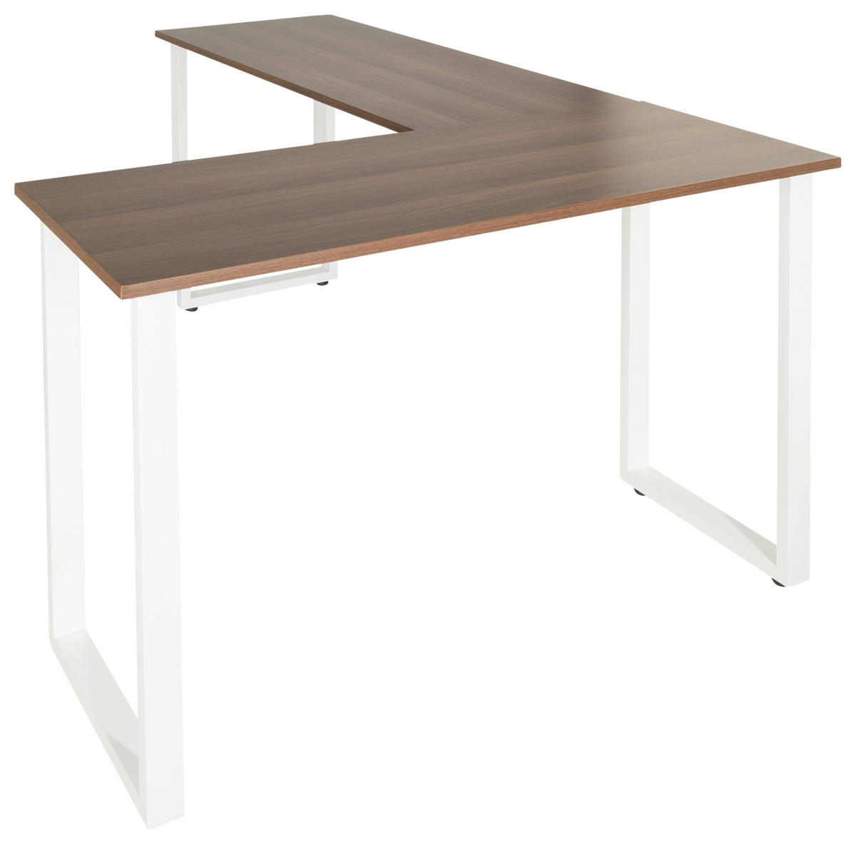 HÖRNSKRIVBORD 165/120/75 cm  in vit, valnötsfärgad  - vit/valnötsfärgad, Basics, metall/trämaterial (165/120/75cm) - MID.YOU