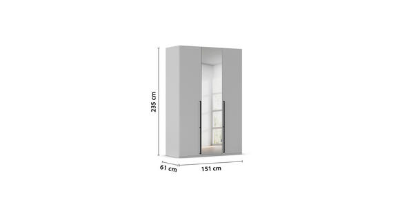 DREHTÜRENSCHRANK 151/235/61 cm,  in Graphitfarben, 3-türig  - Chromfarben/Schwarz, Basics, Glas/Holzwerkstoff (151/235/61cm) - Novel
