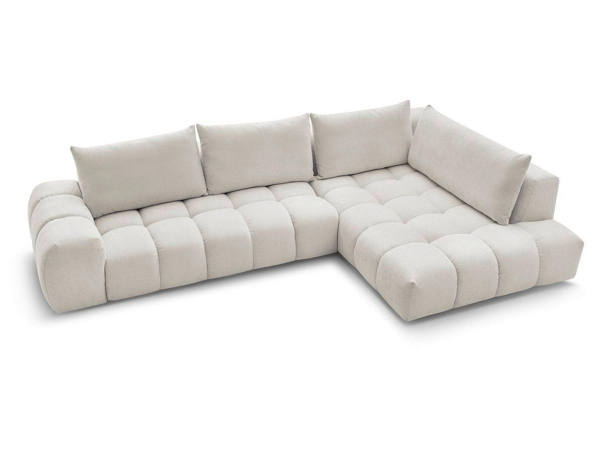 ECKSOFA Ottomane rechts  EVEREST Beige Struktur  - Beige/Schwarz, MODERN, Kunststoff/Textil (352/210cm) - Livetastic