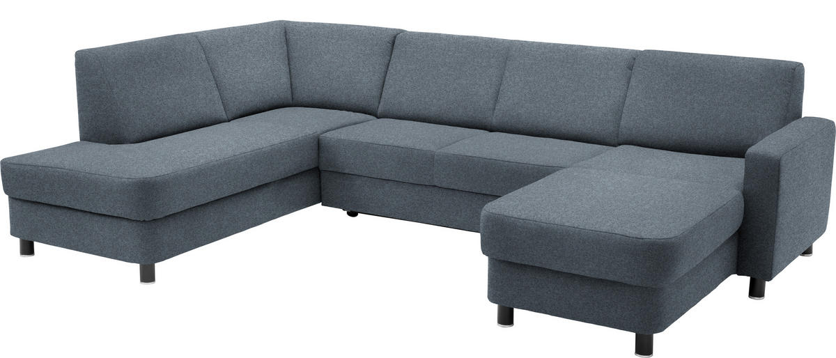 WOHNLANDSCHAFT in Webstoff Blaugrau  - Blaugrau/Schwarz, Design, Holz/Textil (198/296/165cm) - Xora