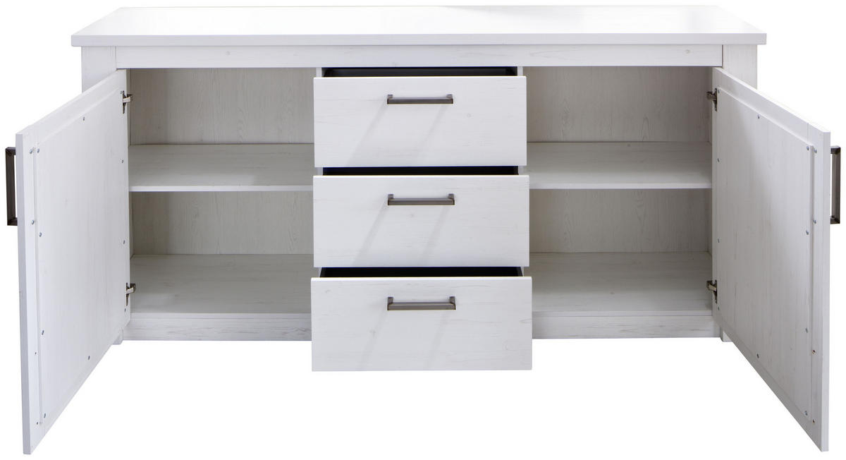 SIDEBOARD  197/88/42 cm 3 låda(or)  - vit/grå, Design, metall/trämaterial (197/88/42cm)