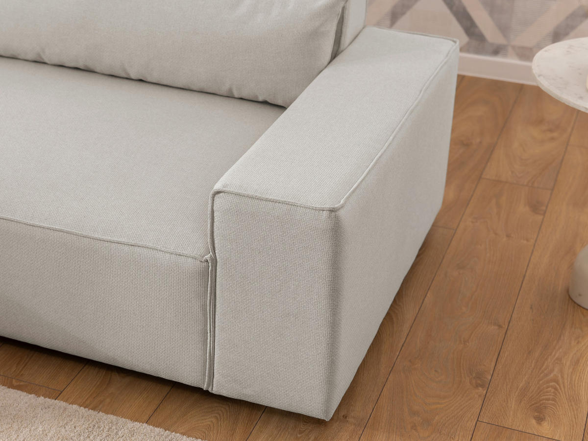 ECKSOFA Webstoff Beige  - Beige/Schwarz, Design, Kunststoff/Textil (251/142cm) - P & B