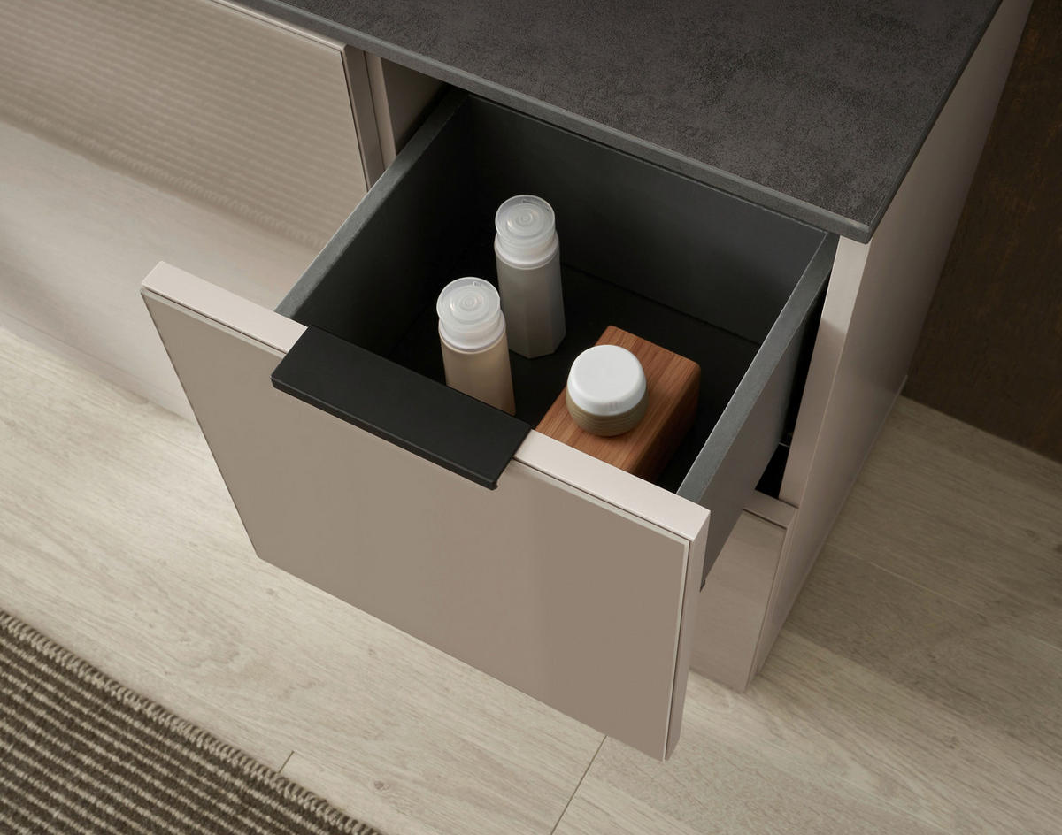 WASCHBECKENUNTERSCHRANK 80/60/35 cm  - Kaschmir/Anthrazit, LIFESTYLE, Glas/Holzwerkstoff (80/60/35cm) - home24