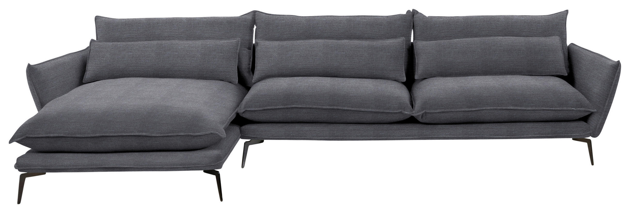 ECKSOFA Anthrazit Webstoff  - Anthrazit/Schwarz, Design, Textil/Metall (165/338cm) - Livetastic