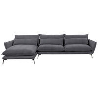 ECKSOFA Anthrazit Webstoff  - Anthrazit/Schwarz, Design, Textil/Metall (165/338cm) - Livetastic