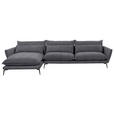 ECKSOFA  in Webstoff Anthrazit  165/338 cm  - Anthrazit/Schwarz, Design, Textil/Metall (165/338cm) - Hom`in
