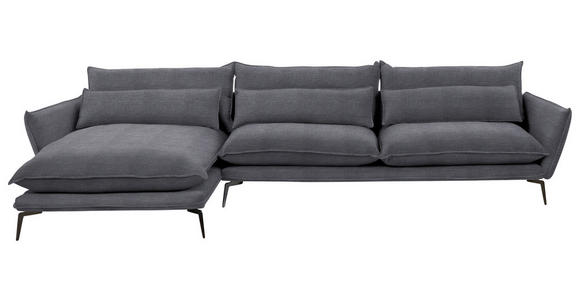 ECKSOFA  in Webstoff Anthrazit  165/338 cm  - Anthrazit/Schwarz, Design, Textil/Metall (165/338cm) - Hom`in