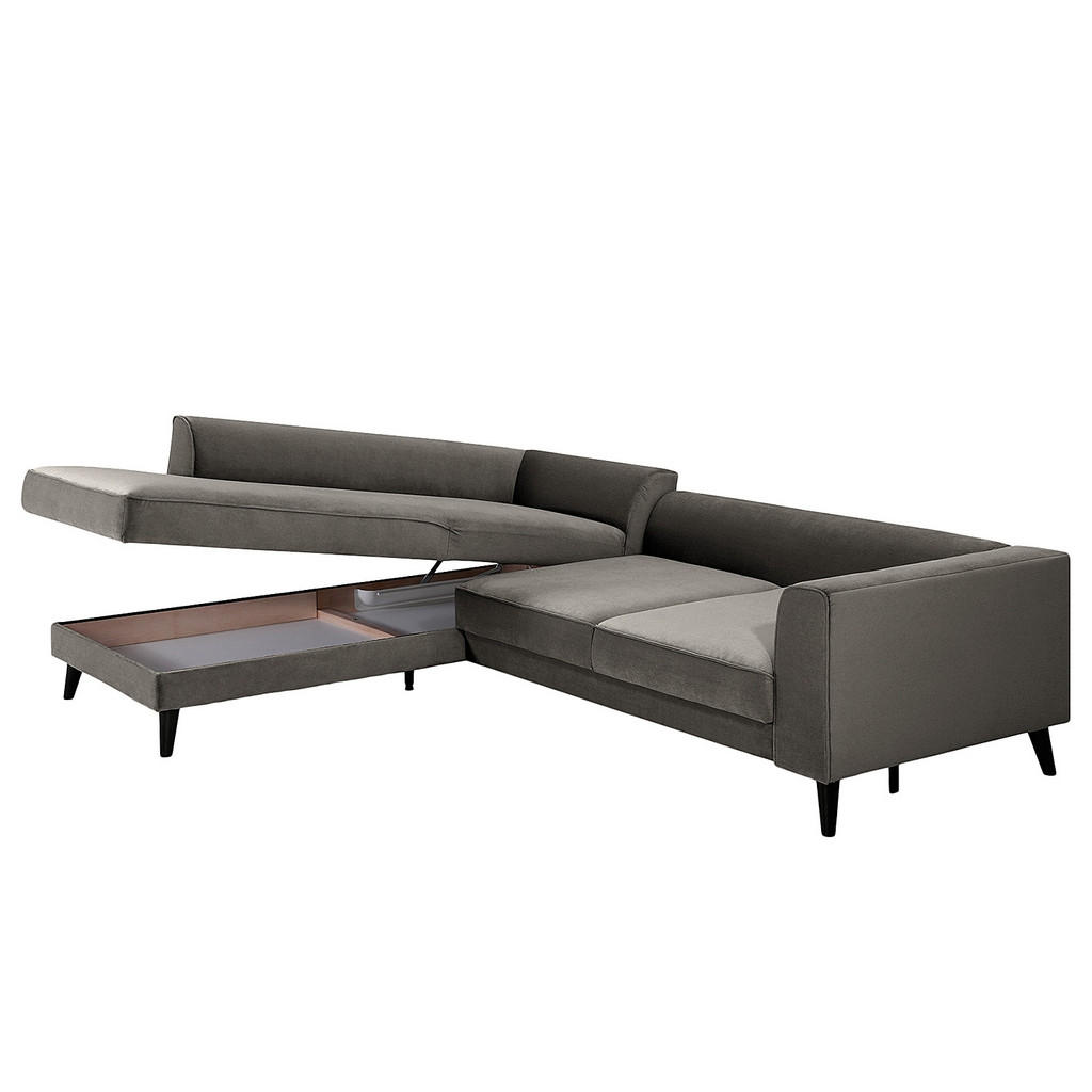 Thumbnail - Trendmanufaktur Eckschlafsofa, Grau, Textil, 4-Sitzer, 264x85x203 cm, Made in Europe, Typenauswahl, Bettkasten erhältlic...