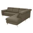 ECKSOFA in Echtleder Olivgrün  - Alufarben/Olivgrün, Design, Leder/Metall (271/242cm) - Cantus