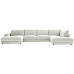 WOHNLANDSCHAFT in Cord Hellgrau  - Hellgrau/Schwarz, Design, Kunststoff/Textil (190/425/224cm) - Hom`in