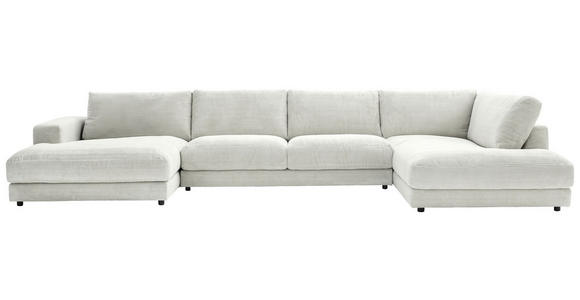 WOHNLANDSCHAFT in Cord Hellgrau  - Hellgrau/Schwarz, Design, Kunststoff/Textil (190/425/224cm) - Hom`in