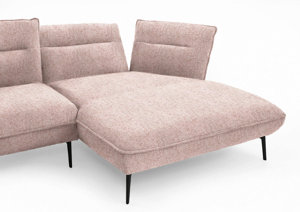ECKSOFA in Flachgewebe Altrosa  339/153 cm  - Schwarz/Altrosa, Design, Textil/Metall (339/153cm) - Moderano