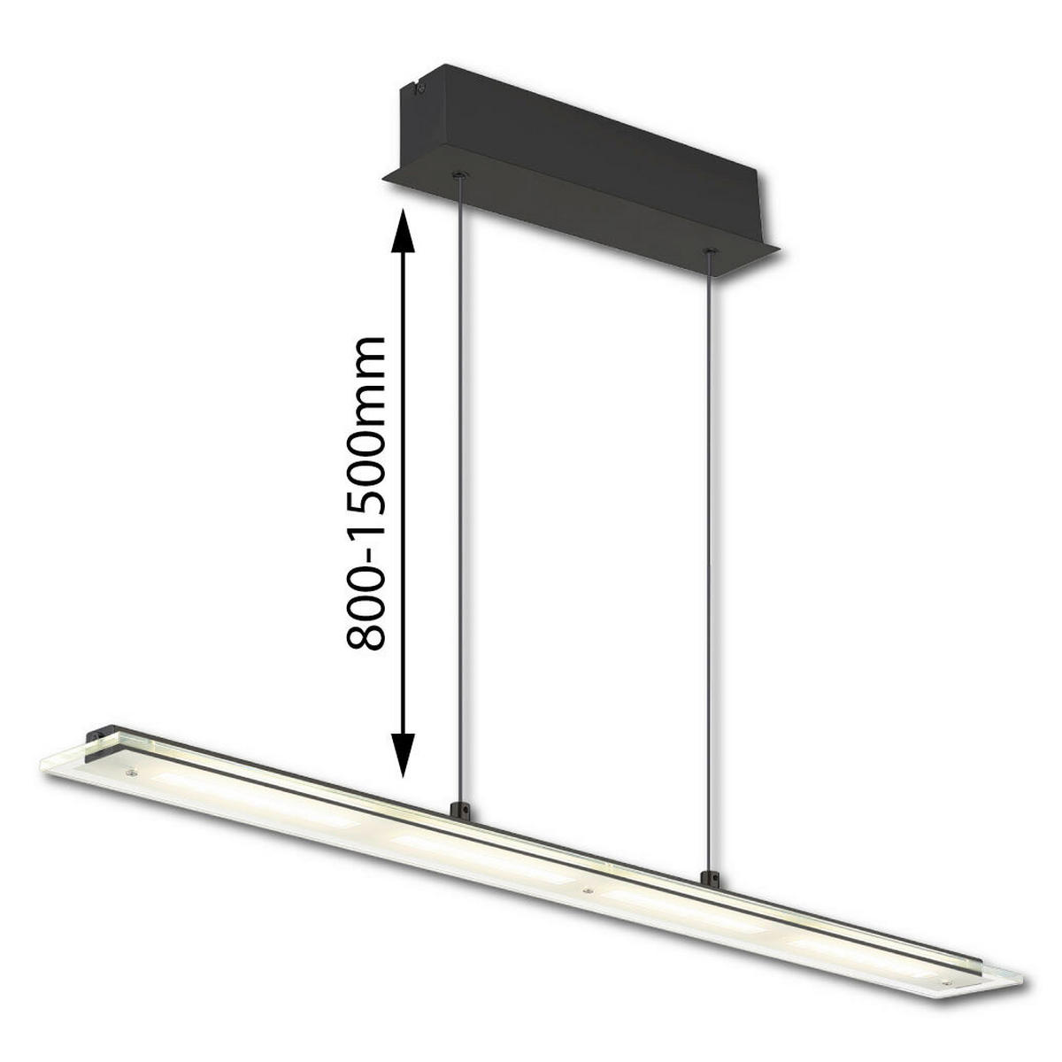 LED-HÄNGELEUCHTE Novak 88/9/150 cm  - Klar/Schwarz, Design, Glas/Kunststoff (88/9/150cm) - Globo