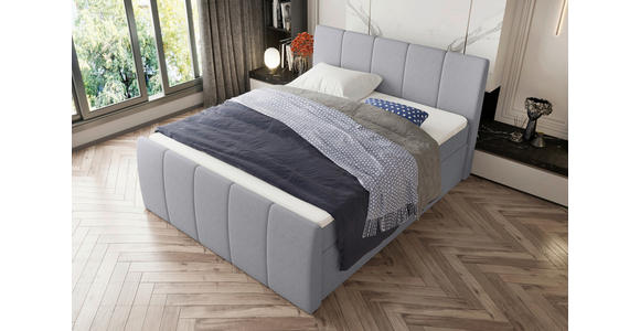 BOXSPRINGBETT 180/200 cm  in Hellgrau  - Hellgrau/Schwarz, KONVENTIONELL, Kunststoff/Textil (180/200cm) - Carryhome