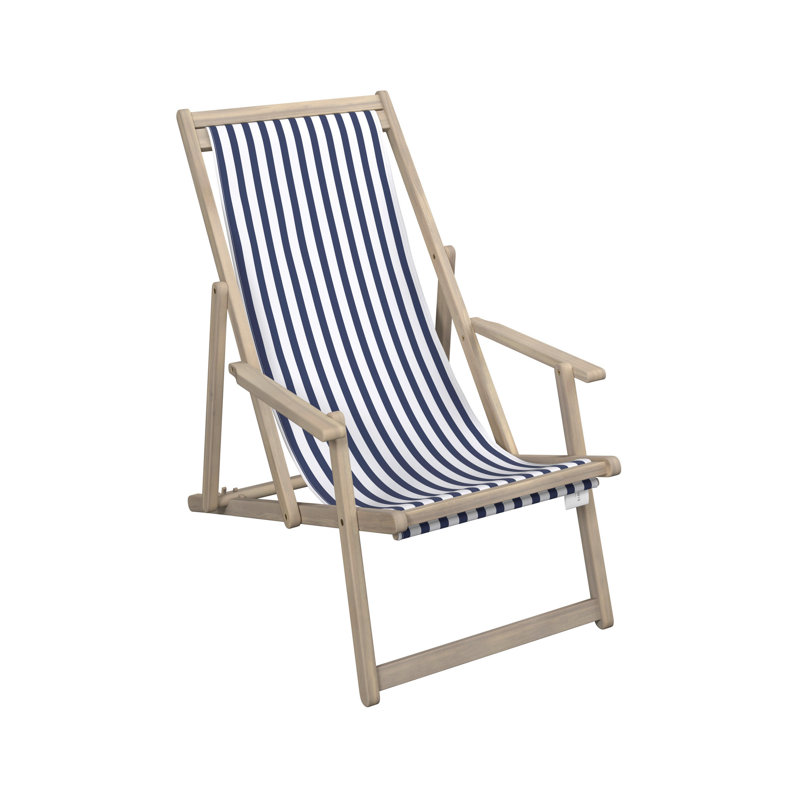STRANDSTUHL Akazie Blau, Weiß, Akaziefarben  - Blau/Weiß, Basics, Holz/Textil (63/88/102cm) - Ambia Garden