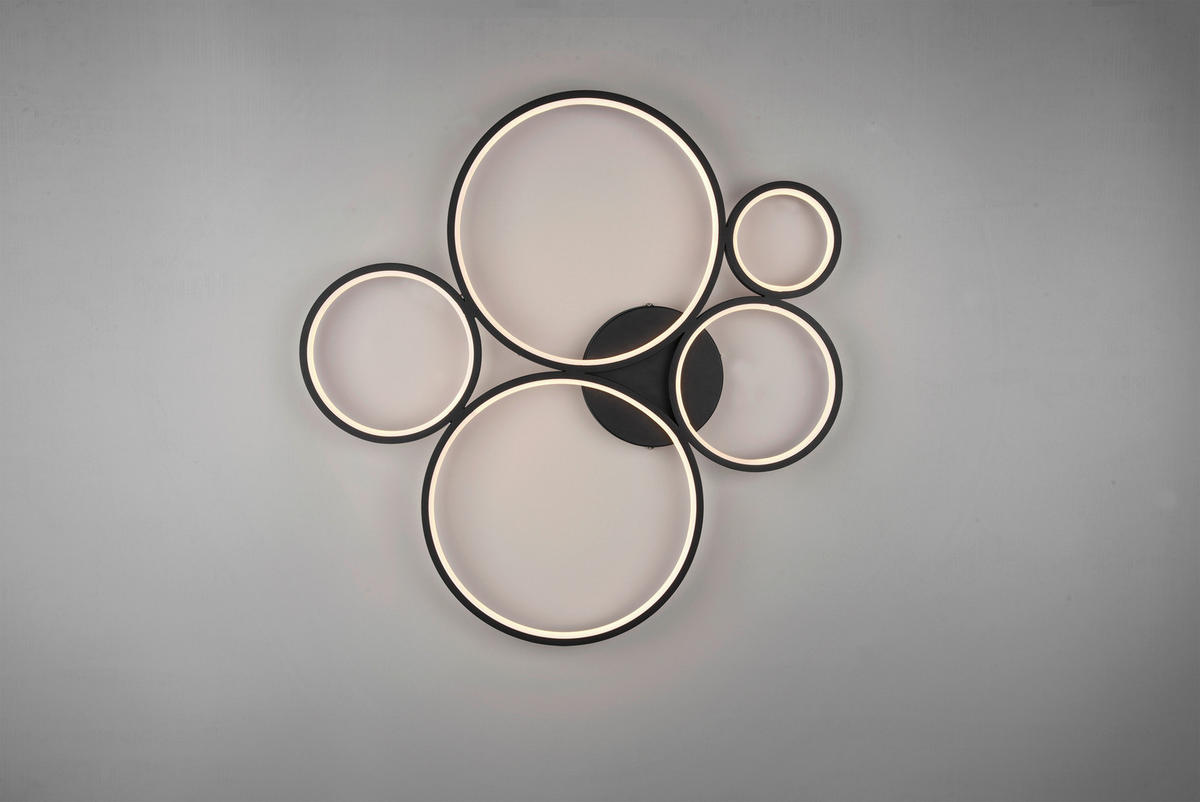 LED-DECKENLEUCHTE 59/53/5,5 cm   - Schwarz, Design, Metall (59/53/5,5cm)