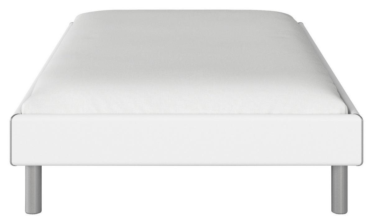 BETT 120/200 cm  in Weiss   - Weiss/Alufarben, Design, Holzwerkstoff/Metall (120/200cm) - Carryhome