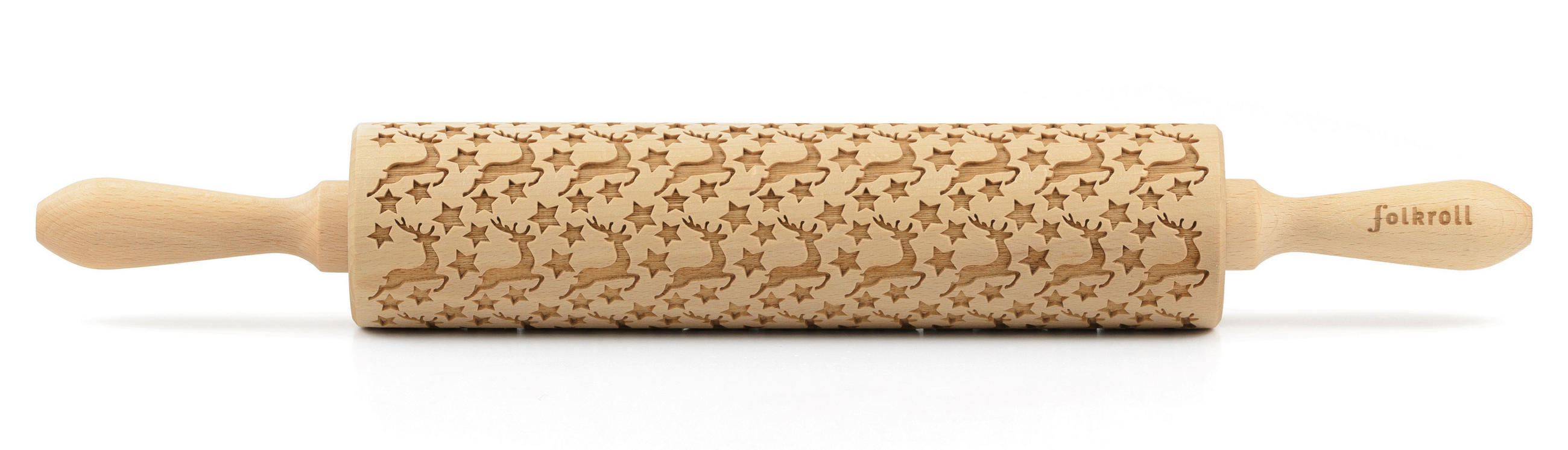 MOTIV-TEIGROLLE - Naturfarben, Basics, Holz (43/6/6cm) - Folkroll