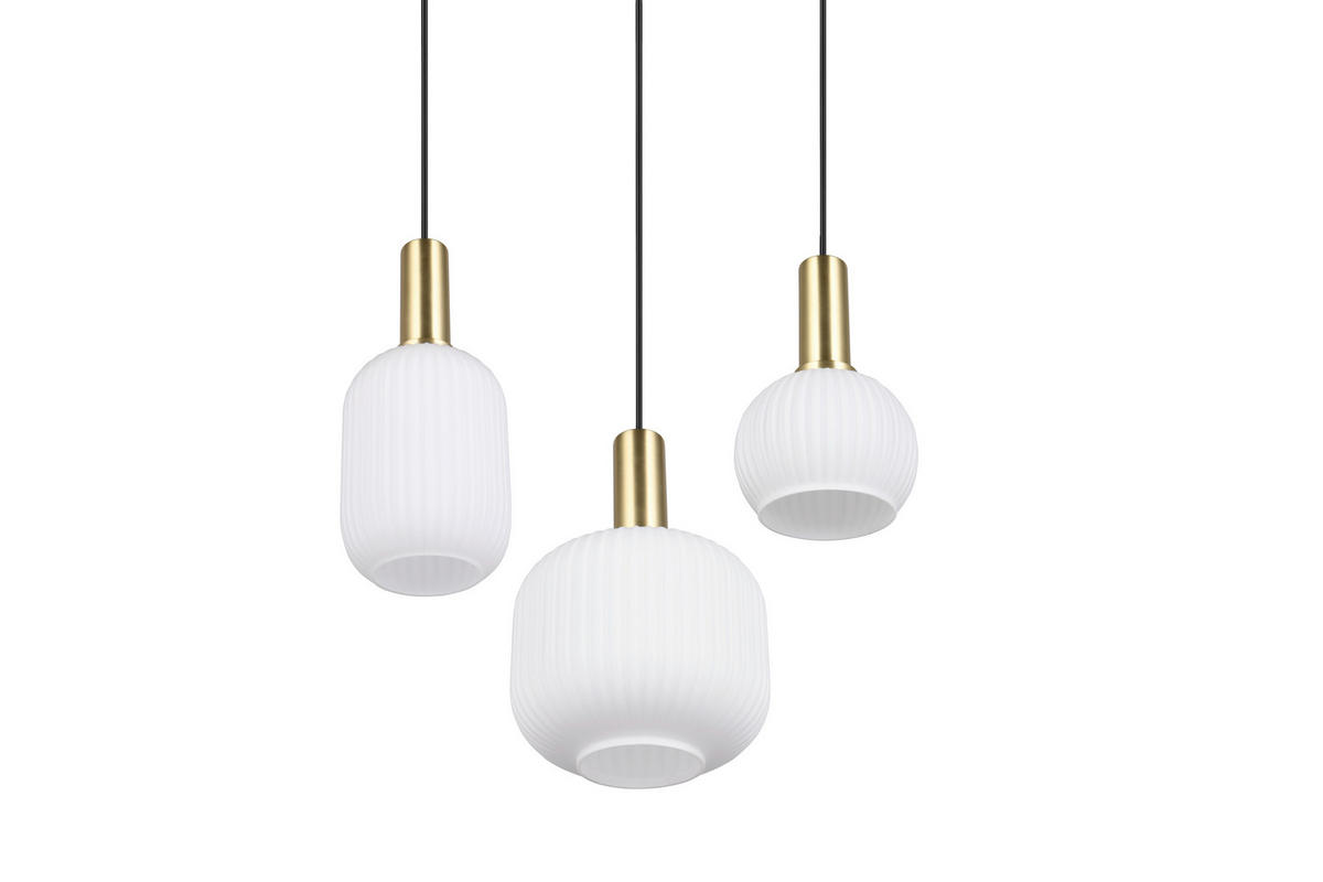 HÄNGELEUCHTE 30/150 cm    - Weiss/Messingfarben, Design, Glas/Metall (30/150cm) - Trio Leuchten
