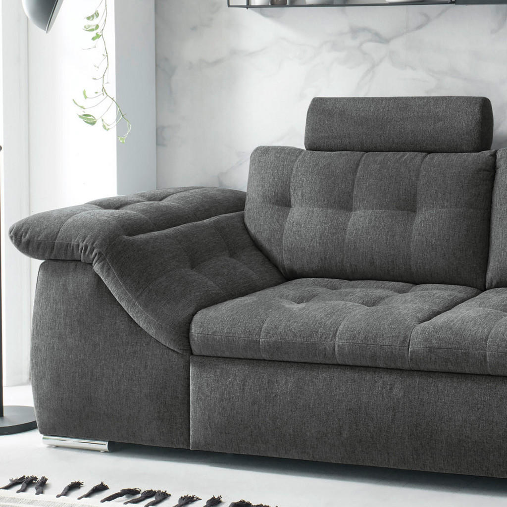Thumbnail - Mid.you Ecksofa, Anthrazit, Textil, 5-Sitzer, Ottomane rechts, L-Form, 283x193 cm, Schlafen auf Sitzhöhe, Rücken echt, W...