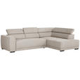 ECKSOFA Greige Struktur  - Greige/Schwarz, Design, Kunststoff/Textil (284/205cm) - Xora