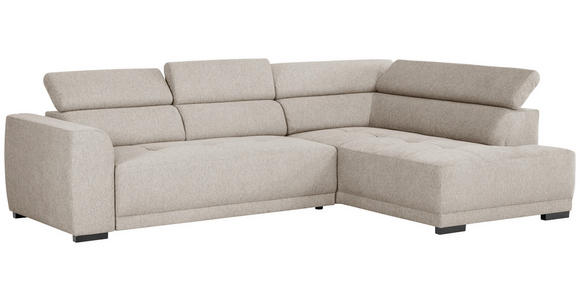 ECKSOFA Greige Struktur - Greige/Schwarz, Design, Kunststoff/Textil (284/205cm) - Xora