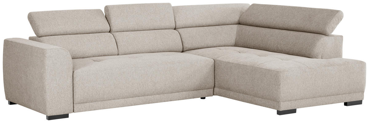 ECKSOFA Greige Struktur  - Greige/Schwarz, Design, Kunststoff/Textil (284/205cm) - Xora