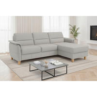 ROHOVÁ SEDAČKA, kůže, světle šedá - barvy dubu/světle šedá, Basics, dřevo/textil (244/163cm) - Sit & More