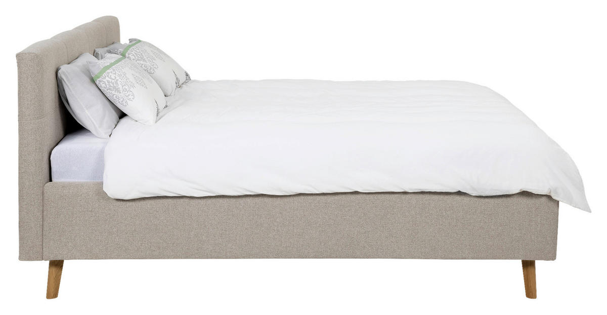 POLSTERBETT 200/200 cm,  in Beige,  - Eichefarben/Beige, MODERN, Holz/Textil (200/200cm) - MID.YOU