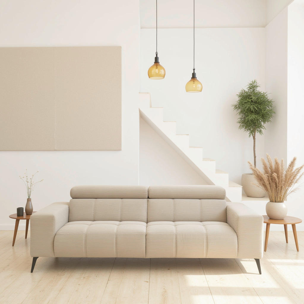 2-SITZER-SOFA TRENTO Mikrofaser Creme  - Dunkelgrau/Creme, MODERN, Textil/Metall (208/79/104cm) - MID.YOU