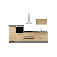 KÜCHENBLOCK 320 cm  in Anthrazit, Eiche Artisan  - Anthrazit/Schwarz, Basics, Holzwerkstoff/Kunststoff (320cm) - P & B