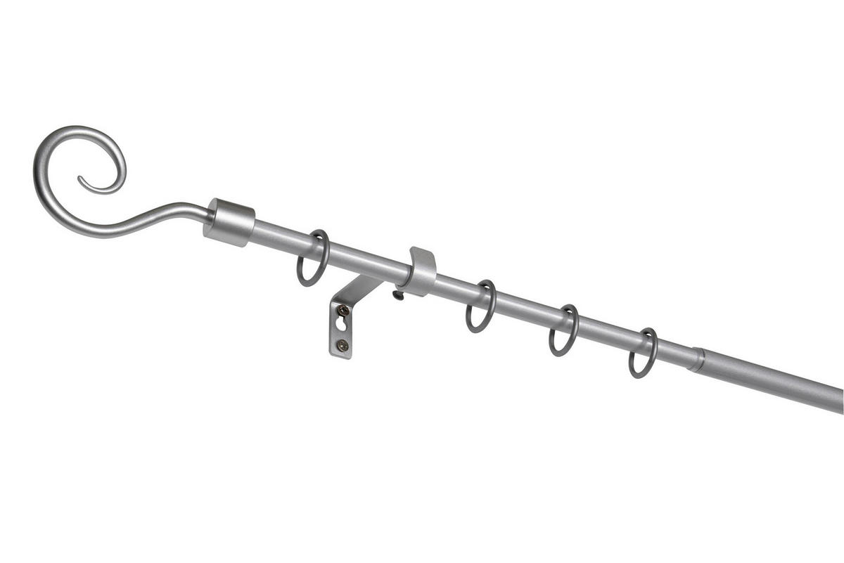 VORHANGSTANGENSET 130 cm  - Grau Hochglanz, Basics, Metall (130cm)