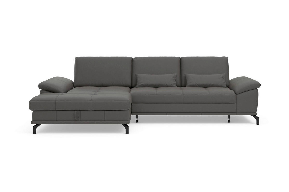 ROHOVÁ SEDAČKA, kůže, mokka - černá/mokka, Basics, kov/kůže (176/301cm) - Sit & More