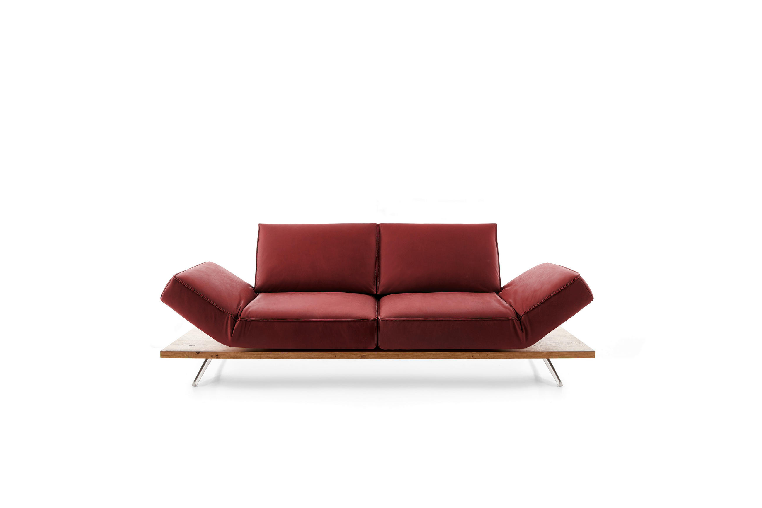 2,5-SITZER Echtleder Rostfarben  - Eichefarben/Rostfarben, Design, Leder/Holz (240/116/88cm) - Koinor