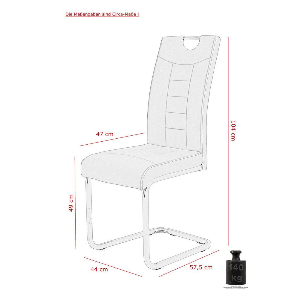 Thumbnail - Mid.you Schwingstuhl-Set, Cappuccino, Metall, Textil, eckig, C-Form, 44x104x57.5 cm, mit Griff, Esszimmer, Stühle, Esszi...