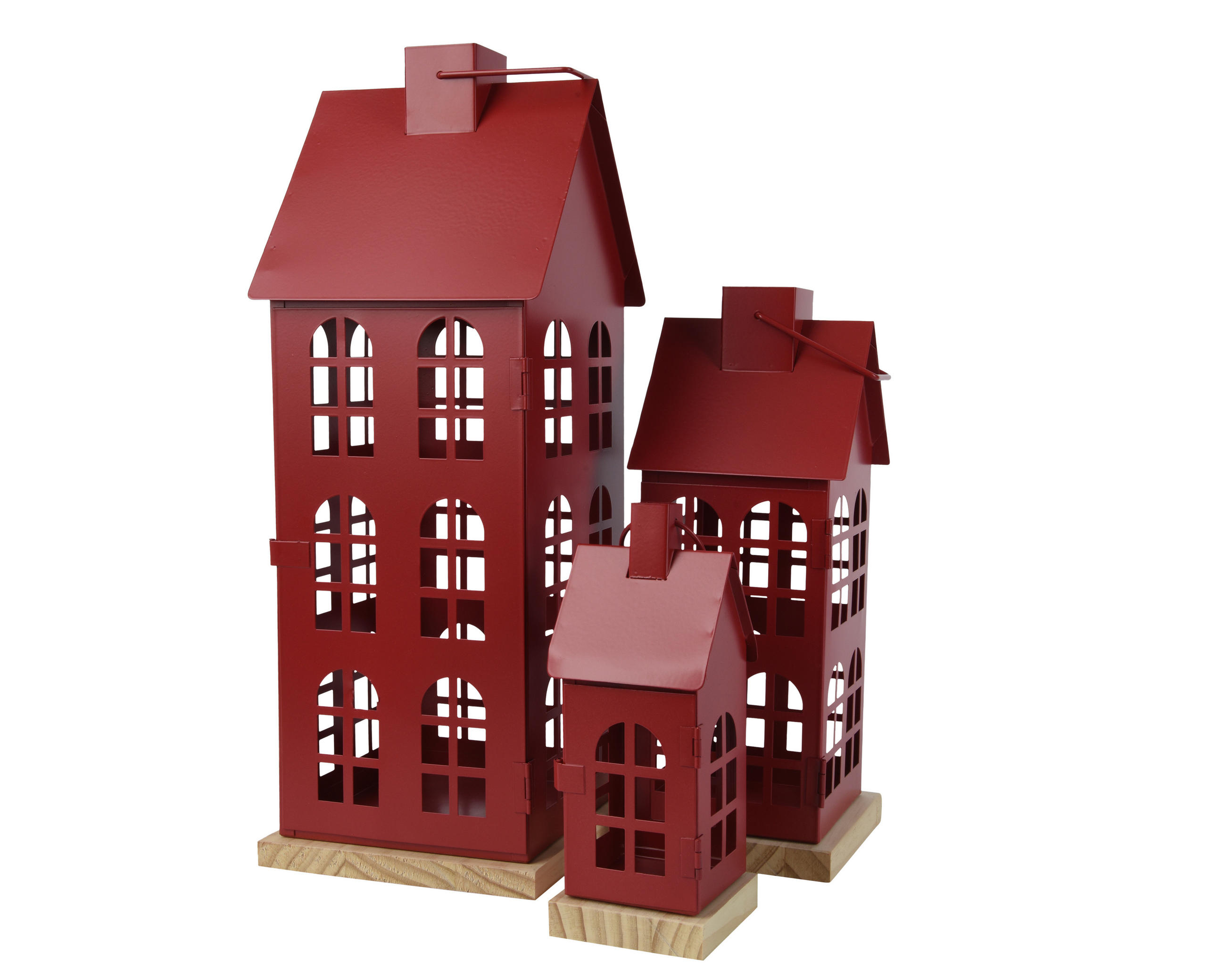 LATERNENSET - Rot, Basics, Metall (16/16/45cm)