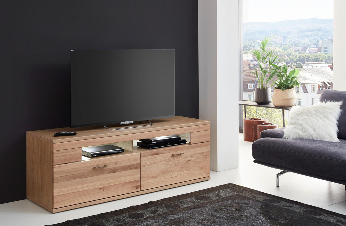 WOHNWAND  in Alteiche  330/208,3/50,2 cm  - Alteiche/Silberfarben, KONVENTIONELL, Glas/Holz (330/208,3/50,2cm) - Livetastic