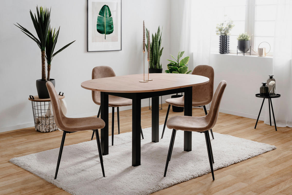 ESSTISCH in Holzwerkstoff  - Schwarz/Eiche Artisan, Basics, Holzwerkstoff (100/75cm) - MID.YOU