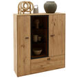HIGHBOARD Wildeiche  121,9/139,9/37,1 cm  - Wildeiche/Graphitfarben, Natur, Glas/Holz (121,9/139,9/37,1cm) - Valnatura