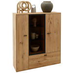HIGHBOARD Wildeiche  121,9/139,9/37,1 cm  - Wildeiche/Graphitfarben, Natur, Glas/Holz (121,9/139,9/37,1cm) - Valnatura
